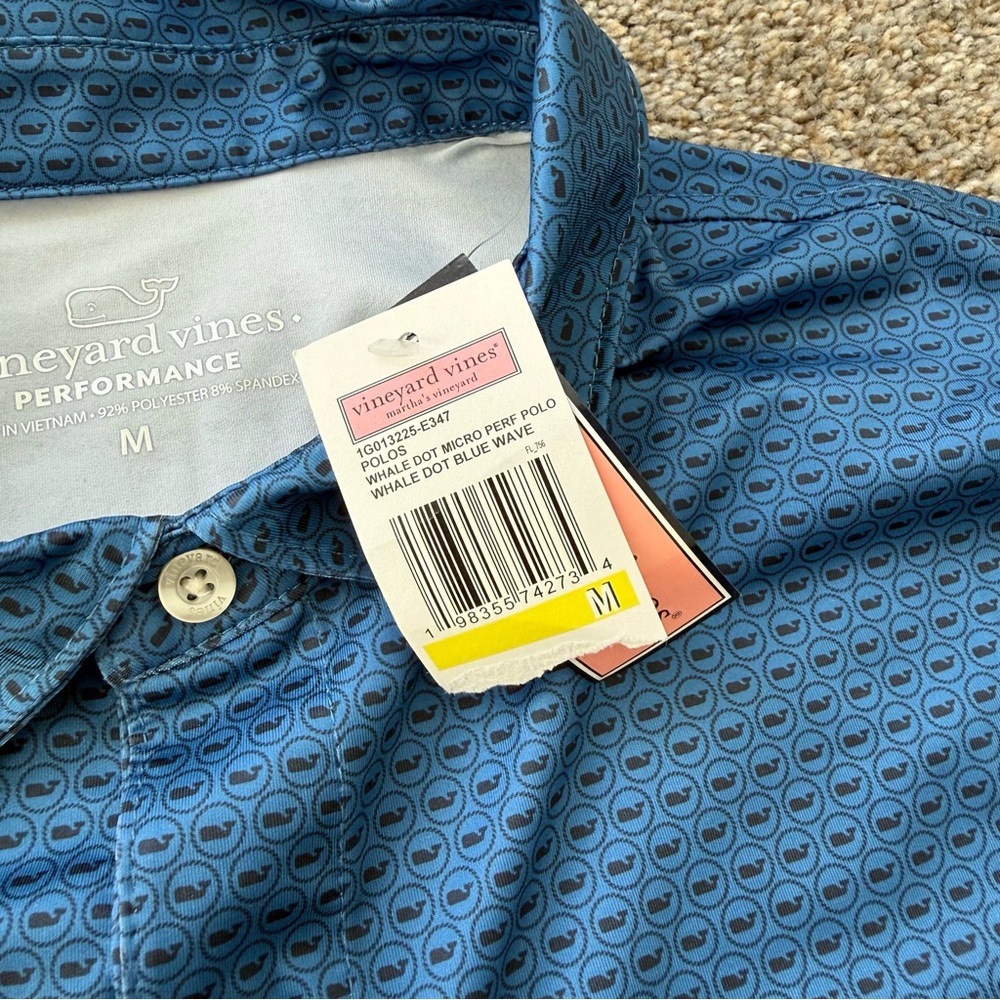 NEW w Tags Vineyard Vines Blue Polo Shirt Men’s Medium - Picture 3 of 6